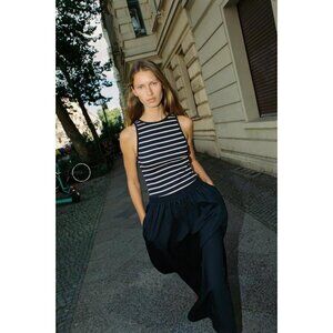 ZARA CONTRAST POPLIN MIDI DRESS